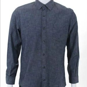 Vince Blue Gray Cotton Polka Dot Button Down small